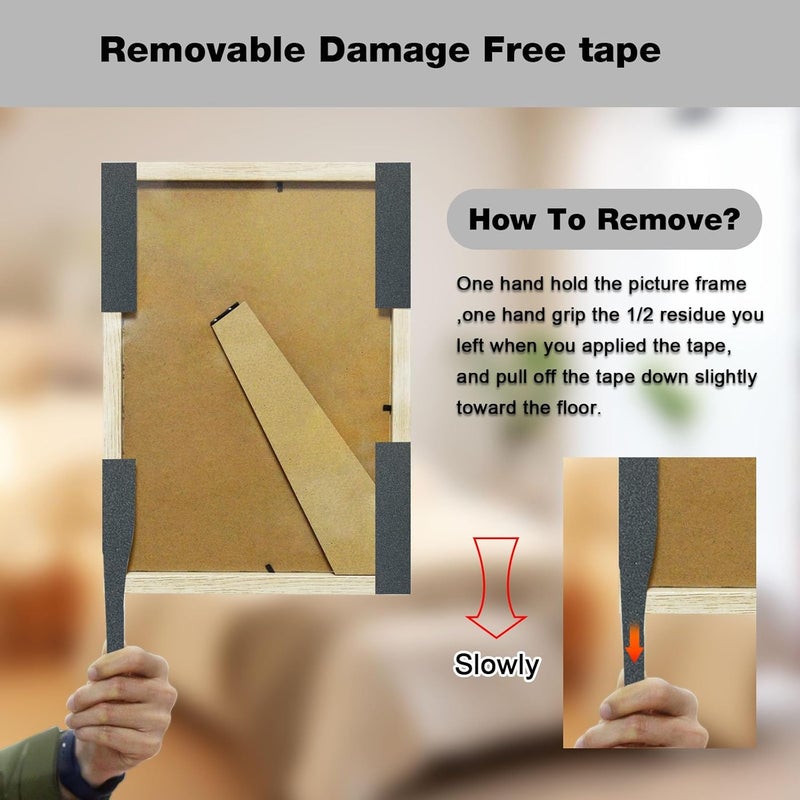 Hasaky Damage Free Removable Wall Tape 18ft, Rug Gripper Heavy Duty Double Sided Tape Black, Picture Hanging Strips Replacement, Mounting Tape Adhesive Strips - Image 4